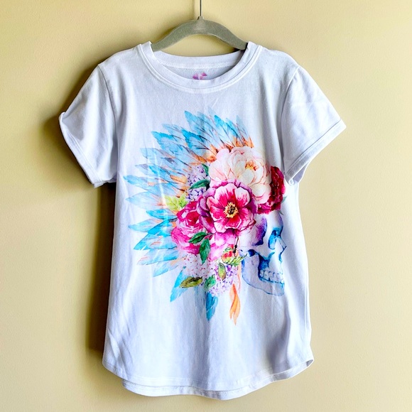 Other - GUC Boutique Floral Skull Feather Top Girls